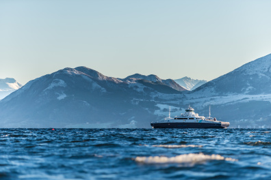 MF Munken and MF Lagatun save 70 percent on fuel for the Flakk-Rørvik crossing compared with a diesel driven ferry of the same size due to a major focus on weight reduction. Photo: Geir Magne Sætre